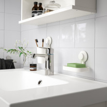 TISKEN حامل فرشاة أسنان مع لاصقة مطاطية, أبيض