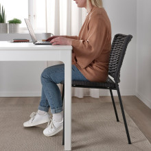 TEGELÖN كرسي، داخلي/خارجي, رمادي غامق/أسود