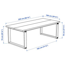 MÖRBYLÅNGA / GRÖNSTA طاولة مع 6 كراسي, قشرة سنديان بني/أبيض, 220x100 سم
