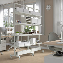 MITTZON إطار بعجلات/رف عرض/صندوق أسلاك, أبيض, 85x205 سم