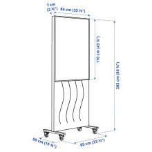 MITTZON إطار بعجلات/حاجز/ سبورة, Gunnared بيج/أبيض, 85x205 سم