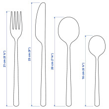 LÖFTESRIK طقم أدوات تناول الطعام 24 قطعة., ستينلس ستيل