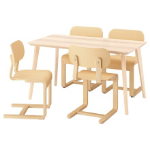 LISABO / LYCKAN طاولة و 4 كراسي, قشرة خشب الدردار/قشرة بتولا, 140x78 سم
