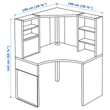 MICKE منصة عمل زاوية, أبيض, 100x142 سم