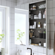 LETTAN خزانة بمرآة بأبواب, تأثير المرآة/زجاج مرايا, 100x15x95 سم