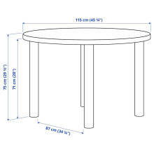 STOCKHOLM 2025 طاولة, قشرة سنديان/قشرة سنديان, 115 سم