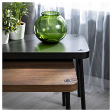 SONHULT مجموعة طاولات، طقم من 2, رمادي/شكل خشب الجوز