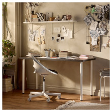 LAGKAPTEN / ADILS مكتب, أسود-بني/أبيض, 140x60 سم