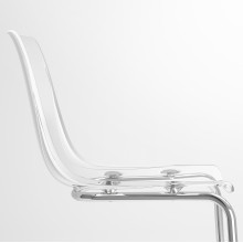 DOCKSTA / TOBIAS طاولة و 4 كراسي, أبيض أبيض/شفّاف طلاء كروم, 103 سم