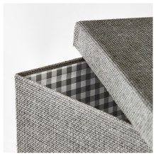 KVARNVIK صندوق تخزين مع غطاء, رمادي, 32x35x32 سم