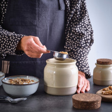 BRUGDHAJ برطمان بغطاء, بيج, 1 ل