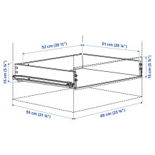 KONSTRUERA أدراج بدون واجهة, أبيض, 15x60 سم