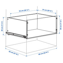 KONSTRUERA أدراج بدون واجهة, أبيض, 30x60 سم