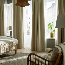 KORGMOTT زوج برادي عاتمة, بيج/مع شريط برداي, 145x300 سم