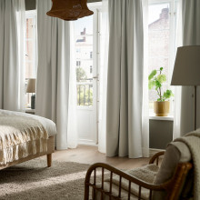 KORGMOTT زوج برادي عاتمة, أبيض/مع شريط برداي, 145x300 سم