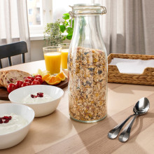 KORKEN برطمان على شكل زجاجة مع غطاء, زجاج شفاف, 1.4 ل