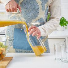 KORKEN برطمان على شكل زجاجة مع غطاء, زجاج شفاف, 1.4 ل