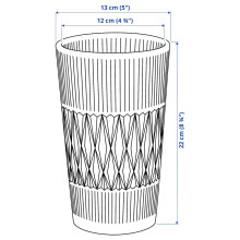 SMÄLLSPIREA مزهرية, زجاج شفاف/نقش, 22 سم