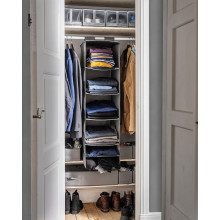 SKUBB تخزين مع 6 حجيرات, رمادي غامق, 35x45x125 سم