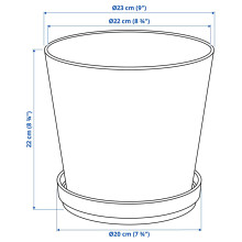 KLOTLÖNN آنية نباتات مع صحن, داخلي/خارجي/أسود-أزرق, 19 سم