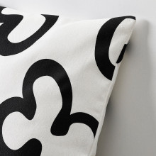 KLIPPBRÄCKA غطاء وسادة, أبيض/أسود, 50x50 سم