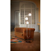 SIMRISHAMN مصباح ارضي, طلاء كروم/أبيض أوبال زجاج