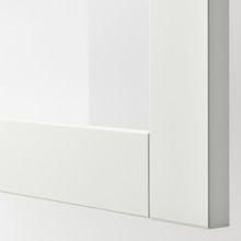 BESTÅ تشكيلة خزانة حائطية, أبيض/Sindvik زجاج شفاف, 120x42x64 سم