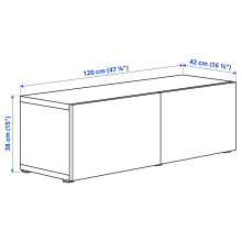 BESTÅ تشكيلة خزانة حائطية, أبيض Glassvik/أبيض/أخضر فاتح زجاج شفاف, 120x42x38 سم