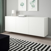 BESTÅ تشكيلة خزانة حائطية, أبيض/Lappviken أبيض, 180x42x64 سم
