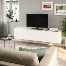 BESTÅ طاولة تلفزيون مع أبواب, أبيض/Lappviken أبيض, 180x42x38 سم