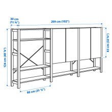 IVAR 3 أقسام/أرفف/خزانة, صنوبر, 259x30x124 سم