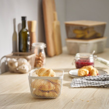 IKEA 365+ سلة تخزين طعام, معدن/رمادي فاتح-بني, 14x14x10 سم