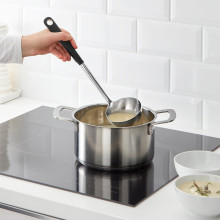 IKEA 365+ HJÄLTE مغرفة شوربة, ستينلس ستيل/أسود