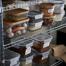 IKEA 365+ حافظة طعام بغطاء, مربّع زجاج/بلاستيك, 600 مل