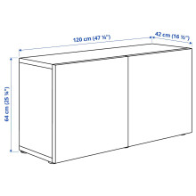 BESTÅ وحدة أرفف مع أبواب, أبيض/Sutterviken أبيض, 120x42x64 سم