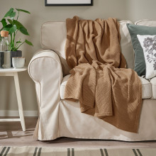 HUMLEMOTT غطاء, أصفر-بيج, 130x170 سم