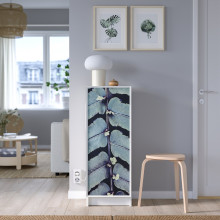 HÖGBO باب زجاج, أبيض, 40x97 سم