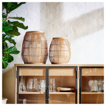 HÖVISK فانوس شمع, صناعة يدوية خيزران, 29 سم