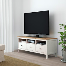 HEMNES طاولة تلفزيون, أبيض/بني فاتح, 148x47x57 سم