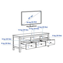 HEMNES مجموعة تخزين تلفزيون, أبيض/بني فاتح زجاج شفاف, 326x197 سم