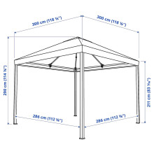 HIMMELSÖ مظلة, رمادي غامق/رمادي-بيج, 300x300 سم