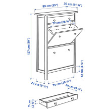 *قطعة اخيرة معروضة في صالات العرض* HEMNES خزانة أحذية بمقصورتين, أبيض, 89x30x127 سم
