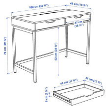 ALEX مكتب, أبيض, 100x48 سم