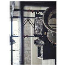 ÄSPINGE مطبخ صغير, أسود/دردار, 120x60x202 سم