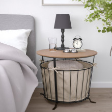 ÄNGESBYN طاولة بتخزين, أسود/صنوبر بني فاتح, 60 سم