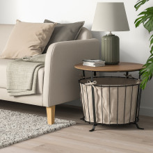 ÄNGESBYN طاولة بتخزين, أسود/صنوبر بني فاتح, 60 سم