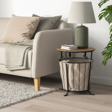 ÄNGESBYN طاولة بتخزين, أسود/صنوبر بني فاتح, 43 سم