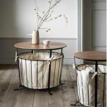 ÄNGESBYN طاولة بتخزين, أسود/صنوبر بني فاتح, 60 سم