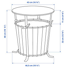 ÄNGESBYN طاولة بتخزين, أسود/صنوبر بني فاتح, 43 سم