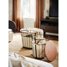 ÄNGESBYN طاولة بتخزين, أسود/صنوبر بني فاتح, 43 سم